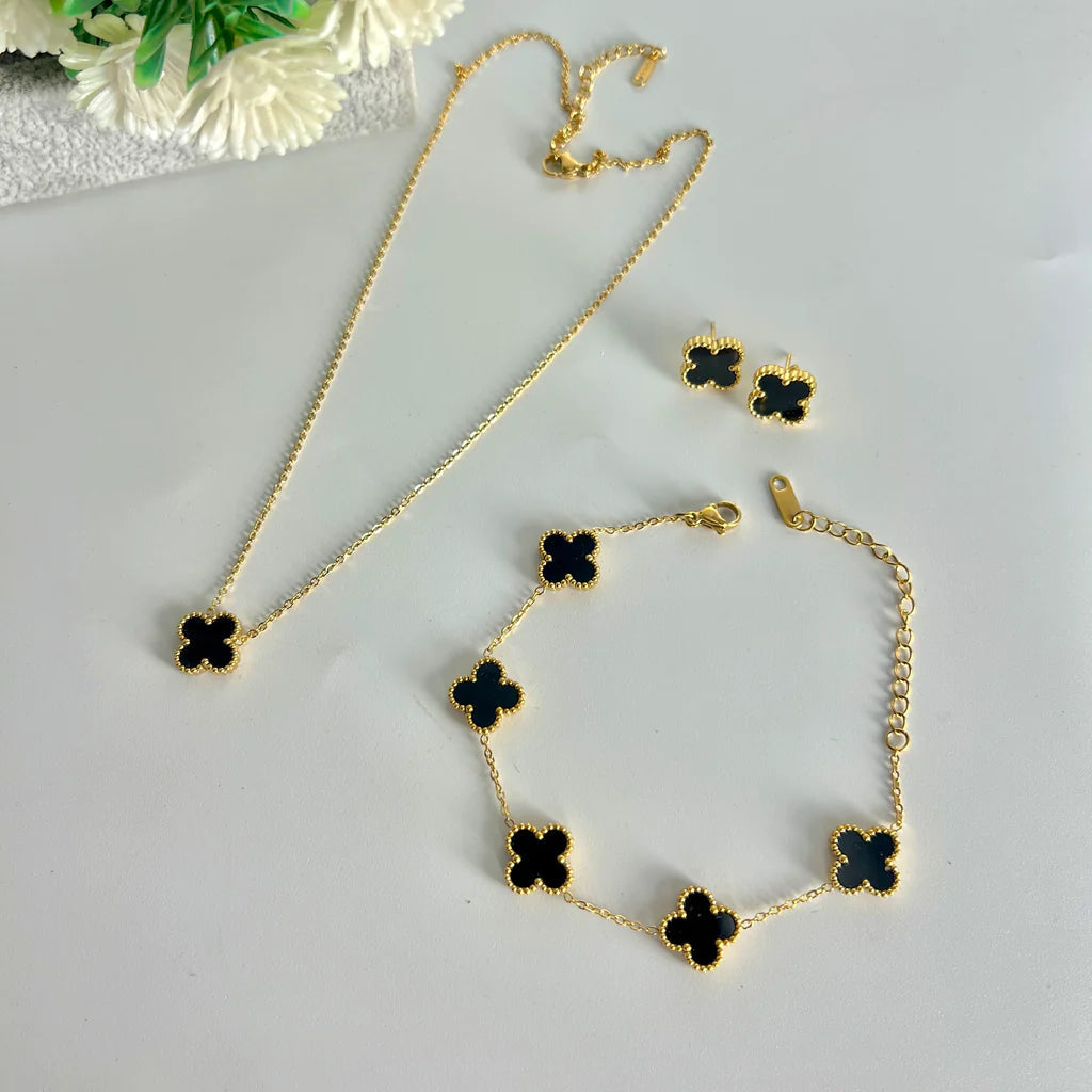 Black Clover Jewellery Set | Necklace, Bracelet & Earrings