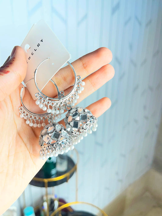 Mirror Work Jhumka Earrings