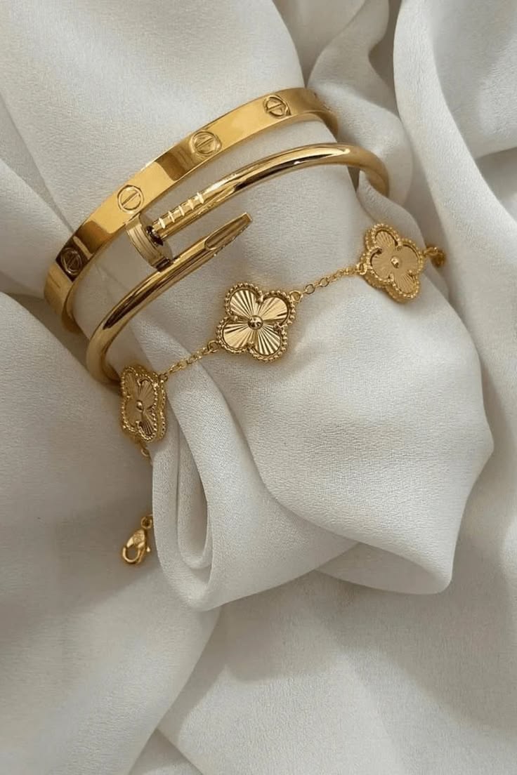 Combo Stack Jewellery Set | Stainless Steel Gold Bracelets | Zewaratwali