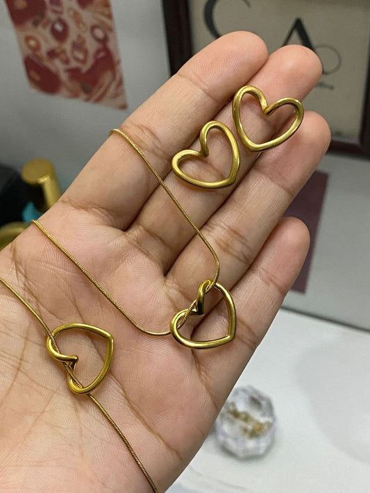 Stainless Steel Heart Knot Jewellery Set
