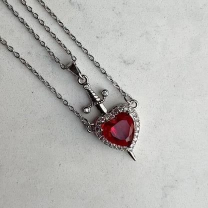 Heartblade Stainless Steel Couple Pendant – Heart Sword Necklace