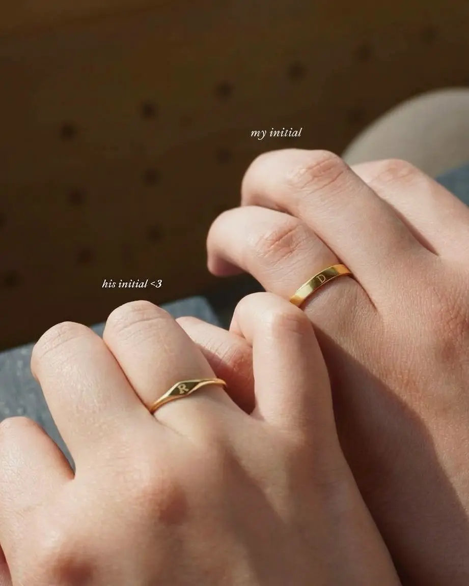 Adjustable Stainless Steel Couple Rings – Personalized Initial Rings