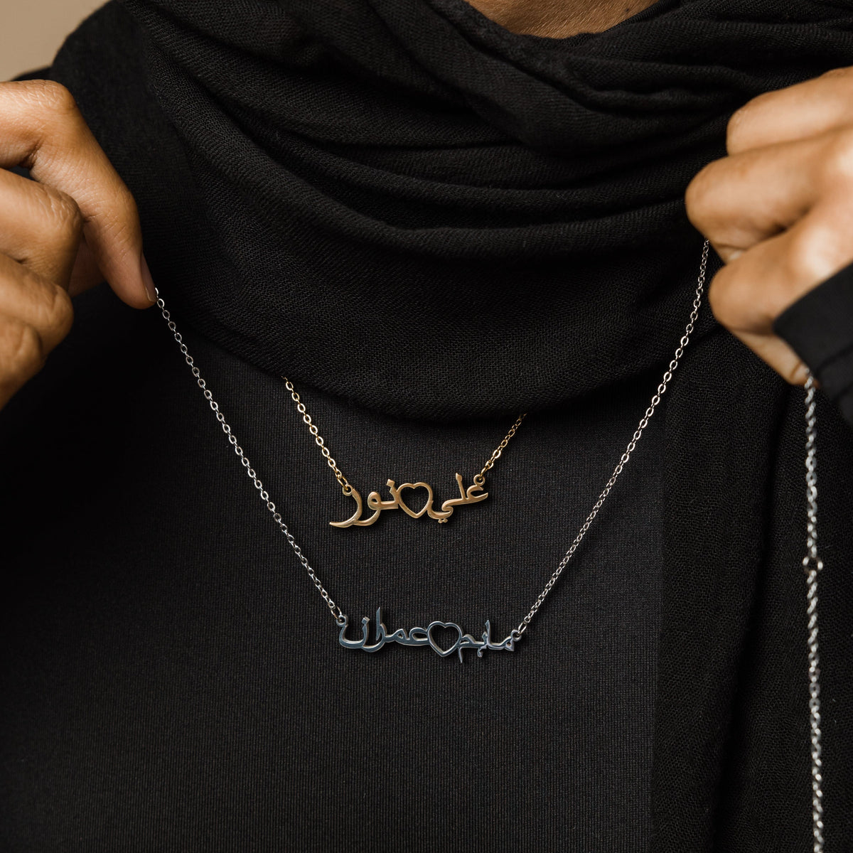 Custom Heart Necklace – Personalized Double Name Pendant