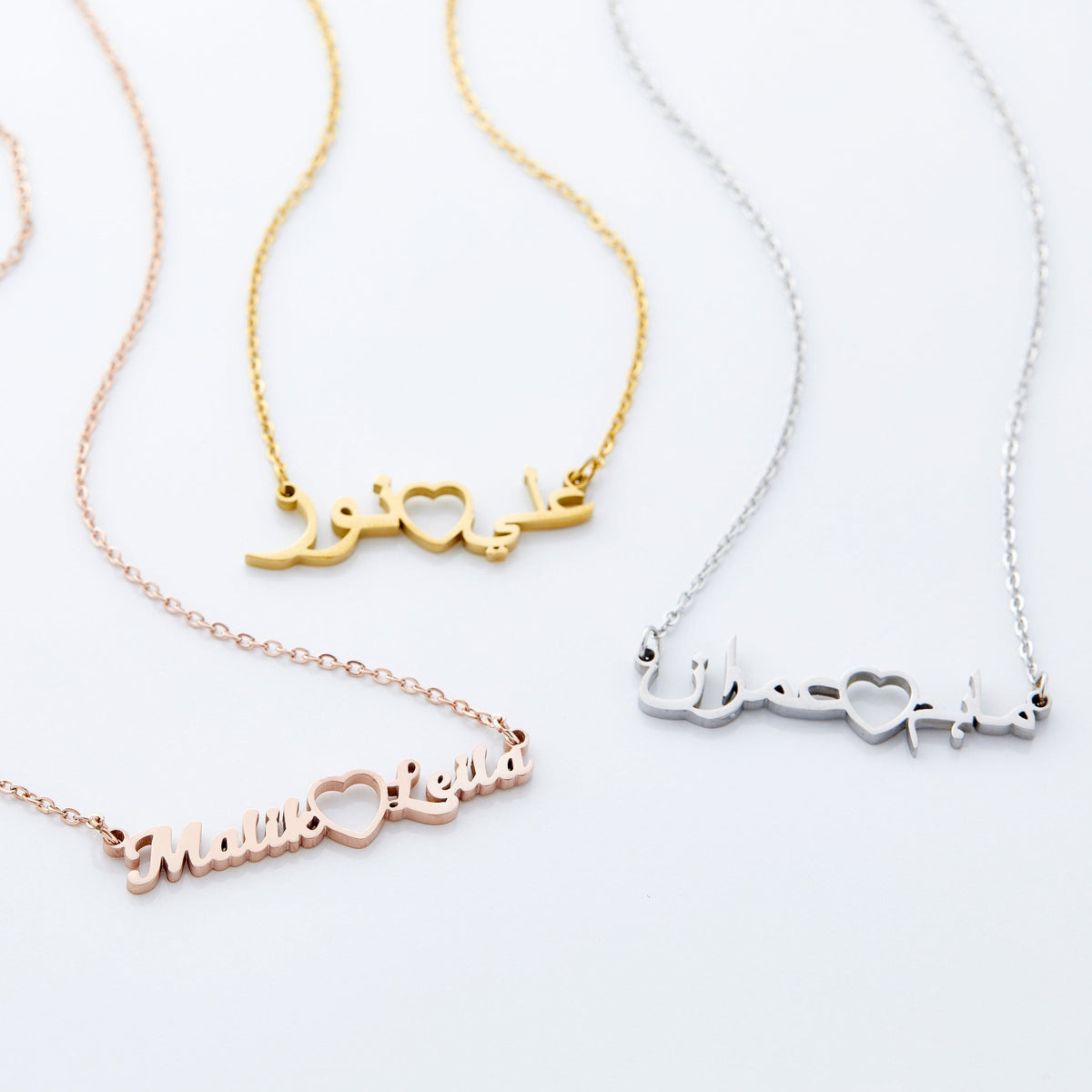 Custom Heart Necklace – Personalized Double Name Pendant