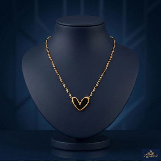 Zewaratwali Midnight Heart Necklace – Anti Tarnish Stainless Steel Pendant