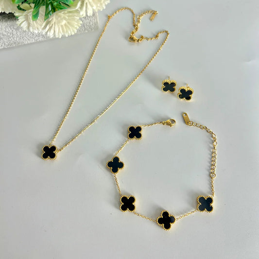 Black Clover Jewellery Set | Necklace, Bracelet & Earrings