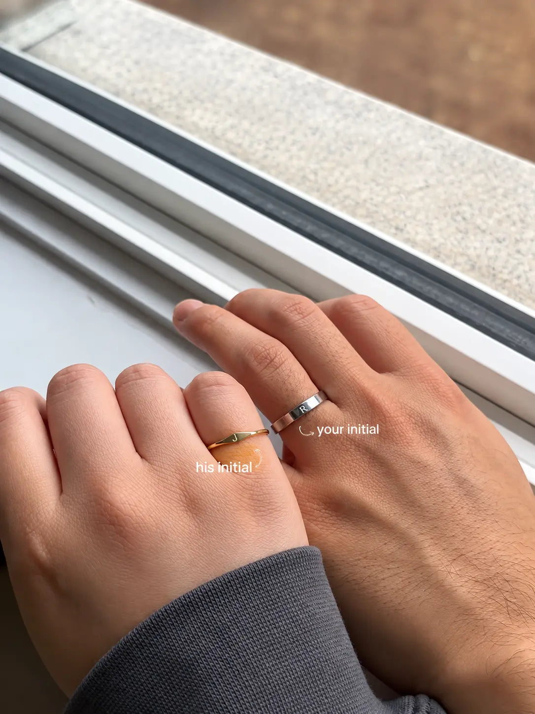 Adjustable Stainless Steel Couple Rings – Personalized Initial Rings