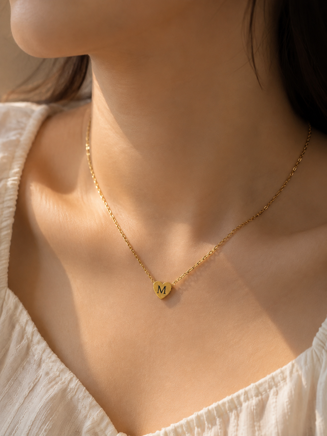 Personalized Initial Heart Necklace | Waterproof Stainless Steel Anti-Tarnish Pendant