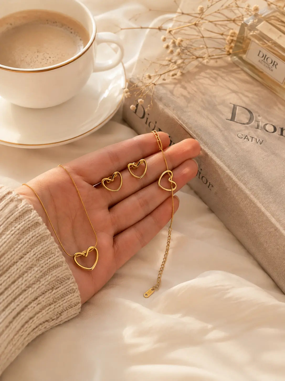 Stainless Steel Heart Knot Jewellery Set