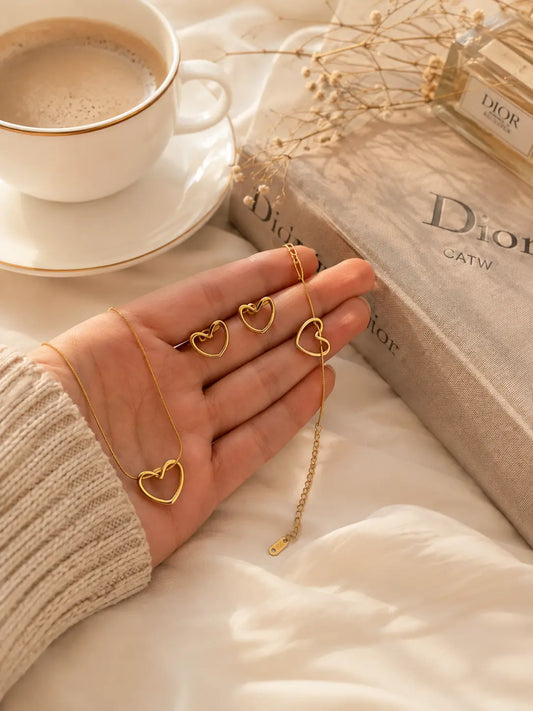 Stainless Steel Heart Knot Jewellery Set
