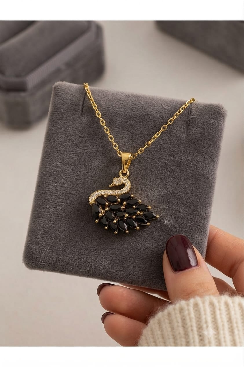 Crystal Swan Elegance Necklace – 316L Stainless Steel