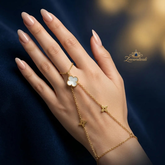 Zewaratwali Pearl Clover Ringlet – Anti Tarnish Stainless Steel Hand Chain