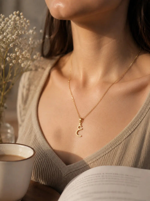 Arabic letter necklace gold Arabic initial pendant Pakistan
