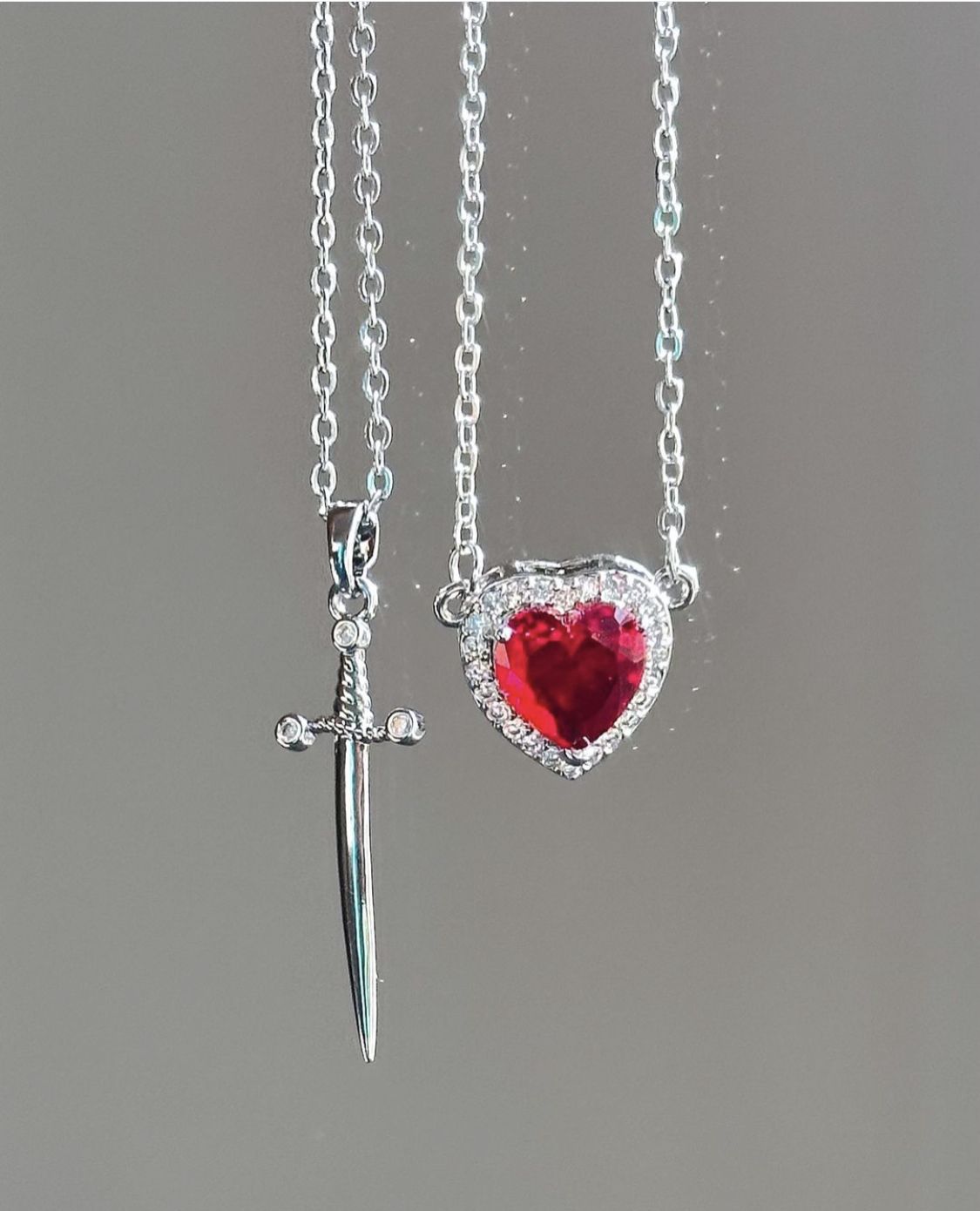Heartblade Stainless Steel Couple Pendant – Heart Sword Necklace