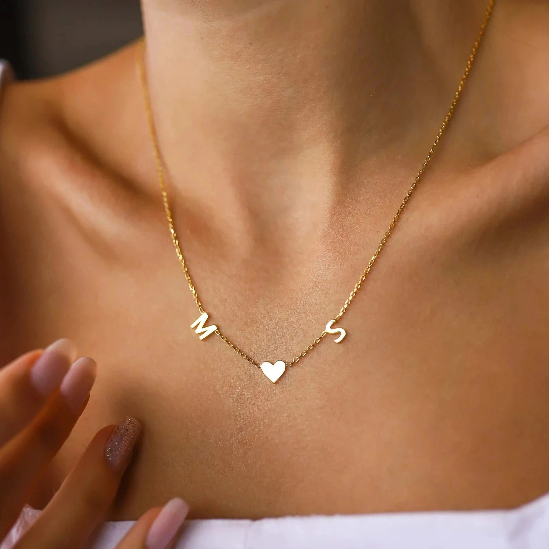 Couple Initial Heart Necklace – Personalized Letter Necklace
