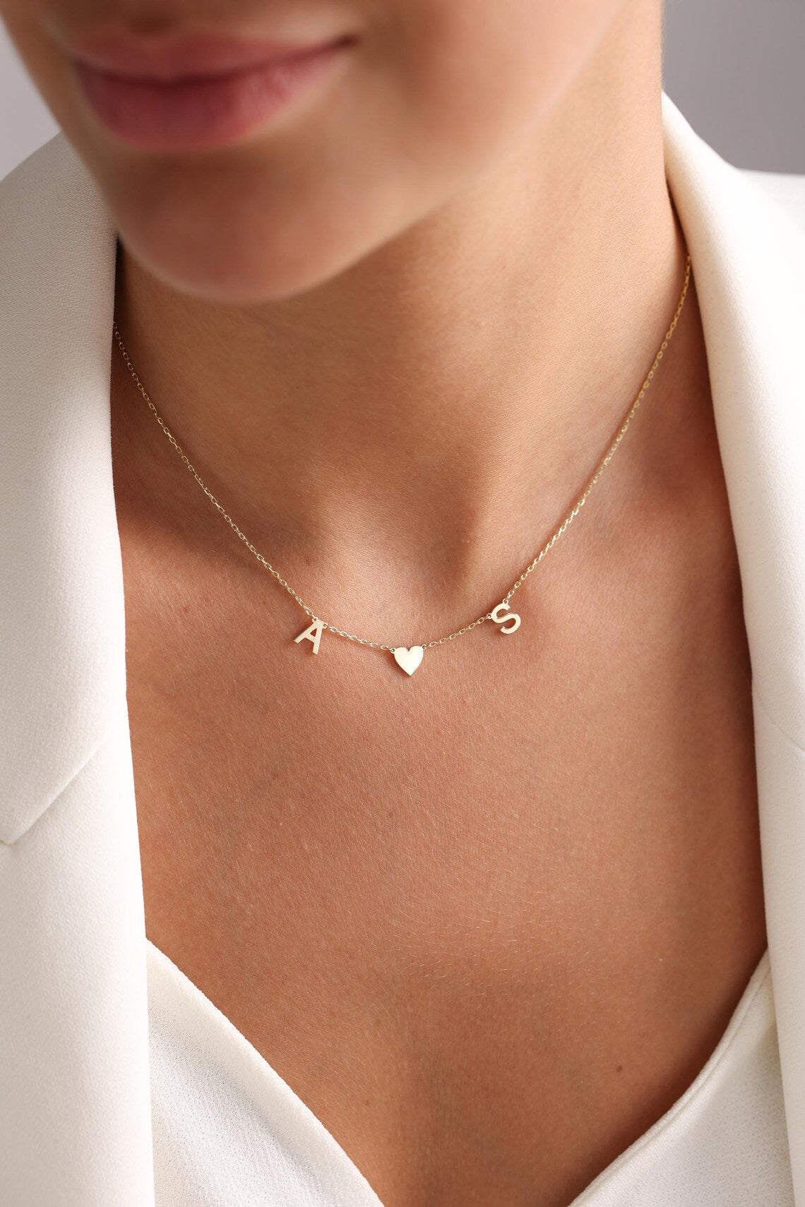 Couple Initial Heart Necklace – Personalized Letter Necklace
