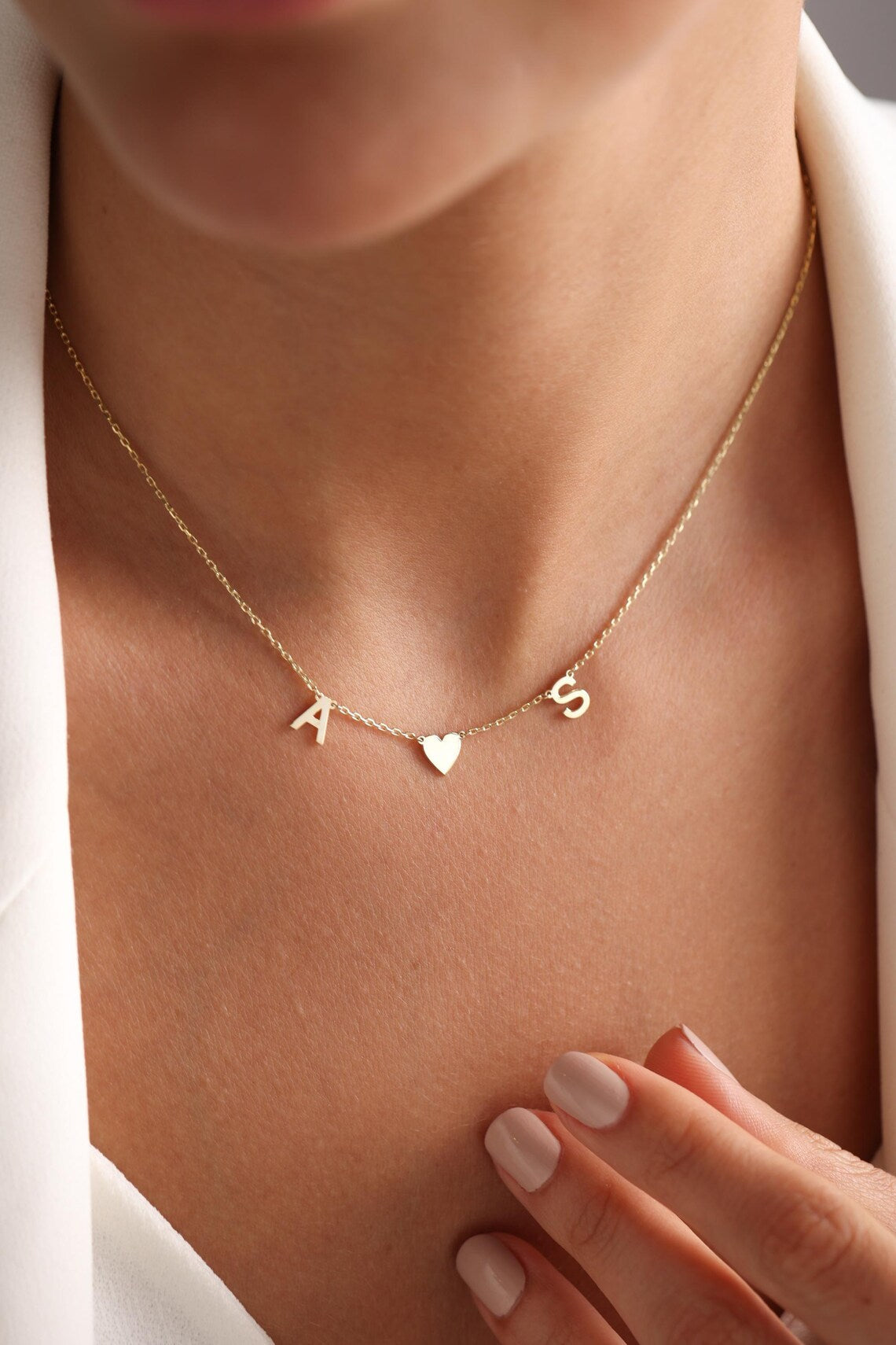 Couple Initial Heart Necklace – Personalized Letter Necklace